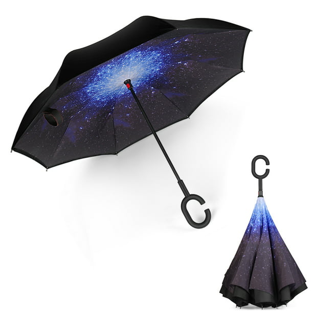 Skull And Flowers Rainproof and Windproof UV Protection Double Layer Folding Inverted Umbrella with C-Shaped Handle Reverse Umbrellas For Car Rain Outdoor 